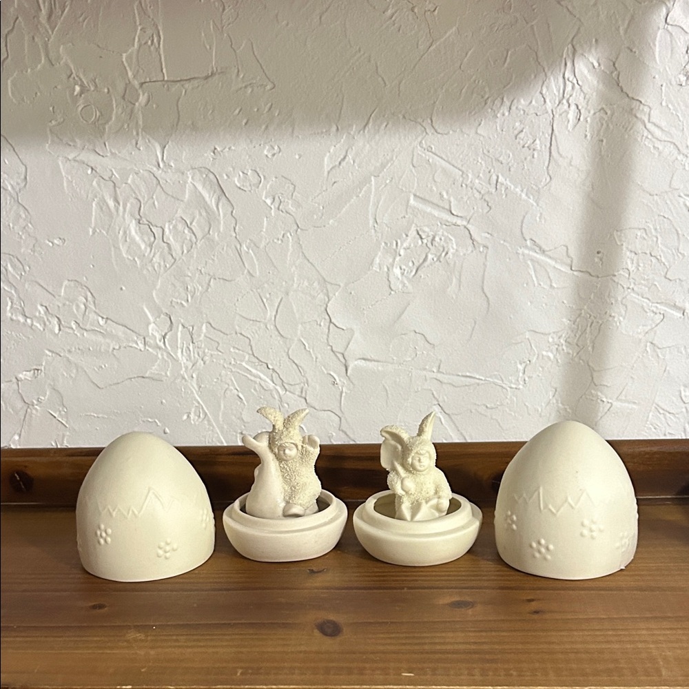 Cream Ceramic Bunny Egg Set
